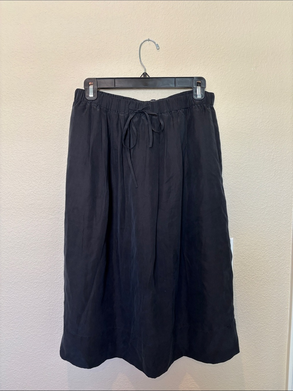Madewell Silk Black Drawstring Midi Skirt - Small